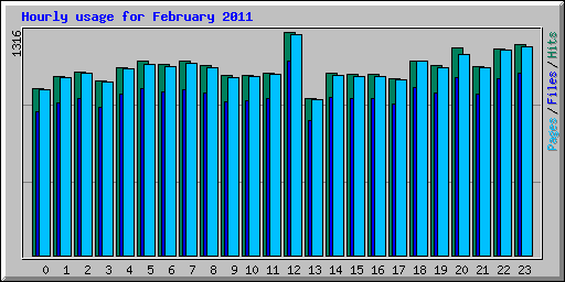 Hourly usage for February 2011