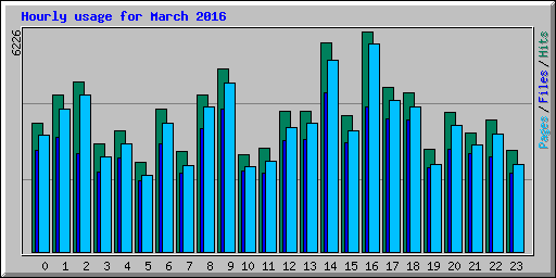 Hourly usage for March 2016